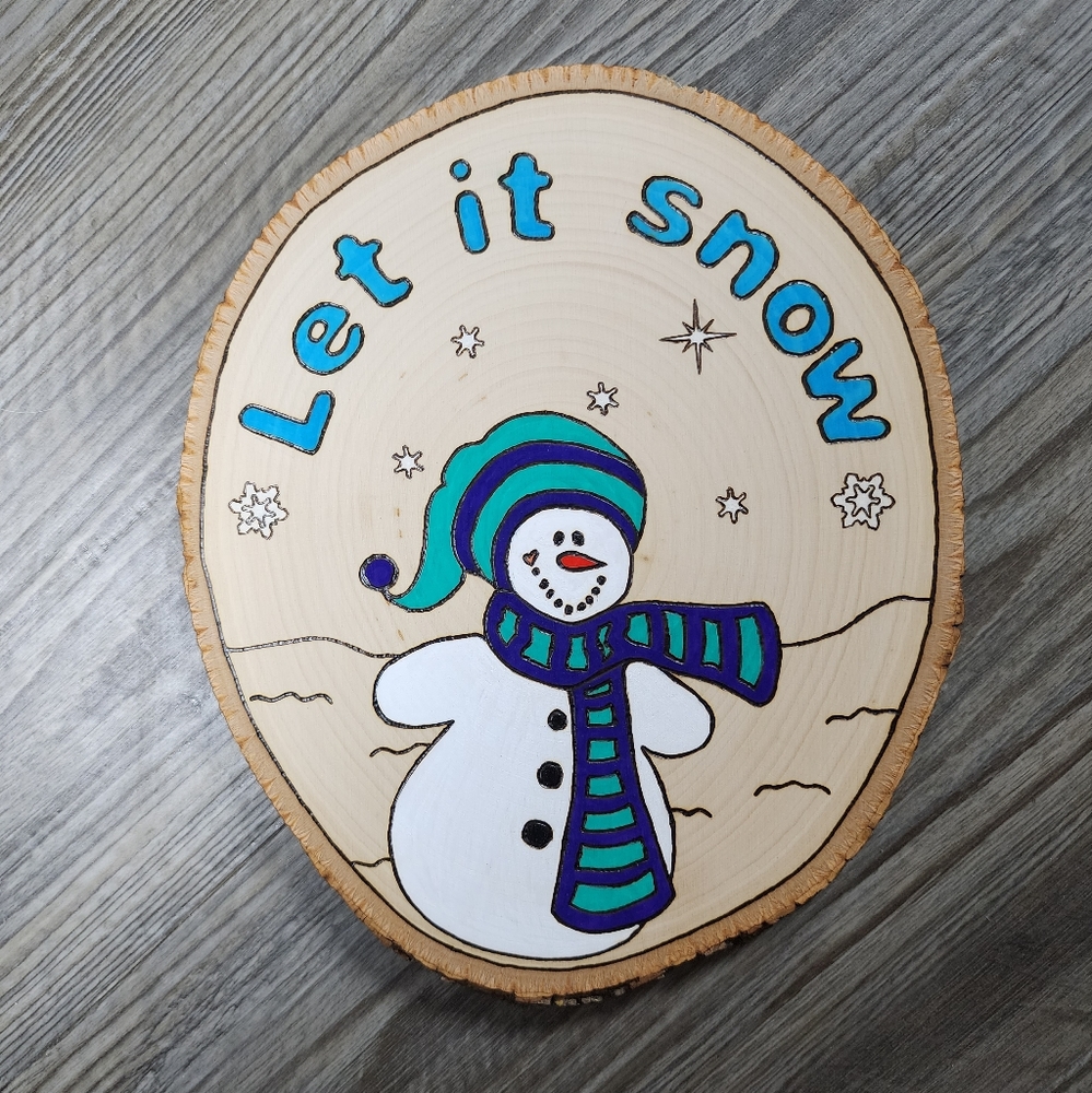 Snowman Wood Burning Art